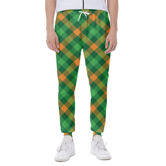 Green And Orange Buffalo Plaid Print Scuba Joggers