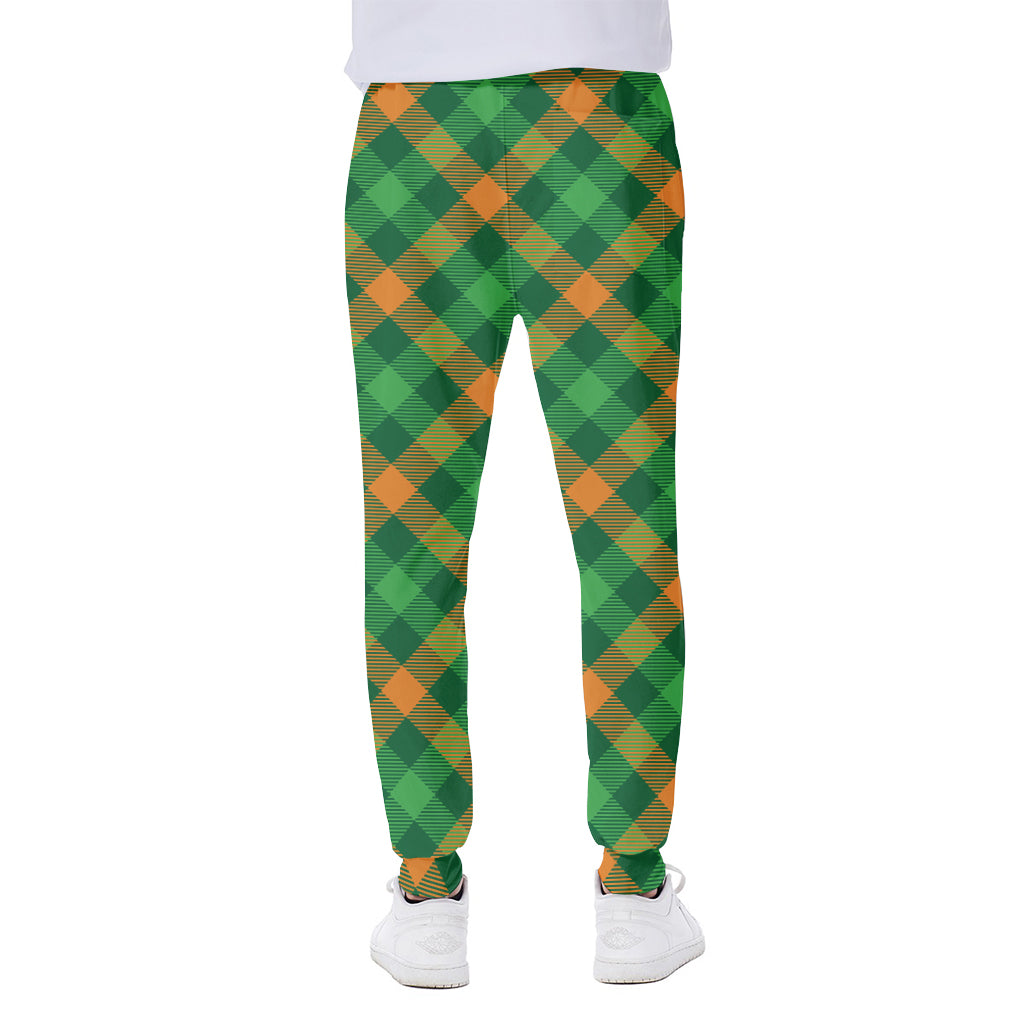 Green And Orange Buffalo Plaid Print Scuba Joggers