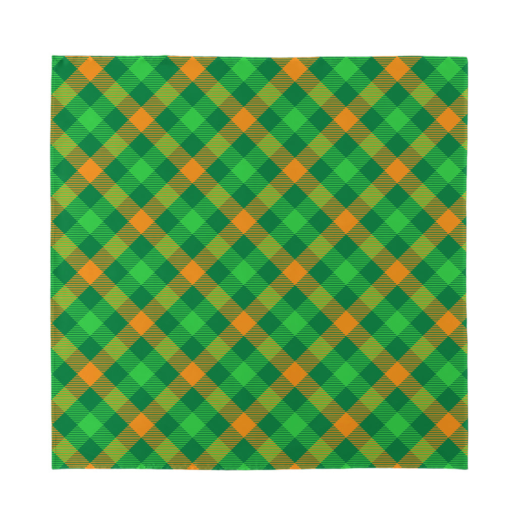 Green And Orange Buffalo Plaid Print Silk Bandana