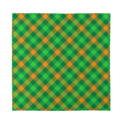 Green And Orange Buffalo Plaid Print Silk Bandana