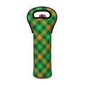 Green And Orange Buffalo Plaid Print Single Neoprene Wine Tote