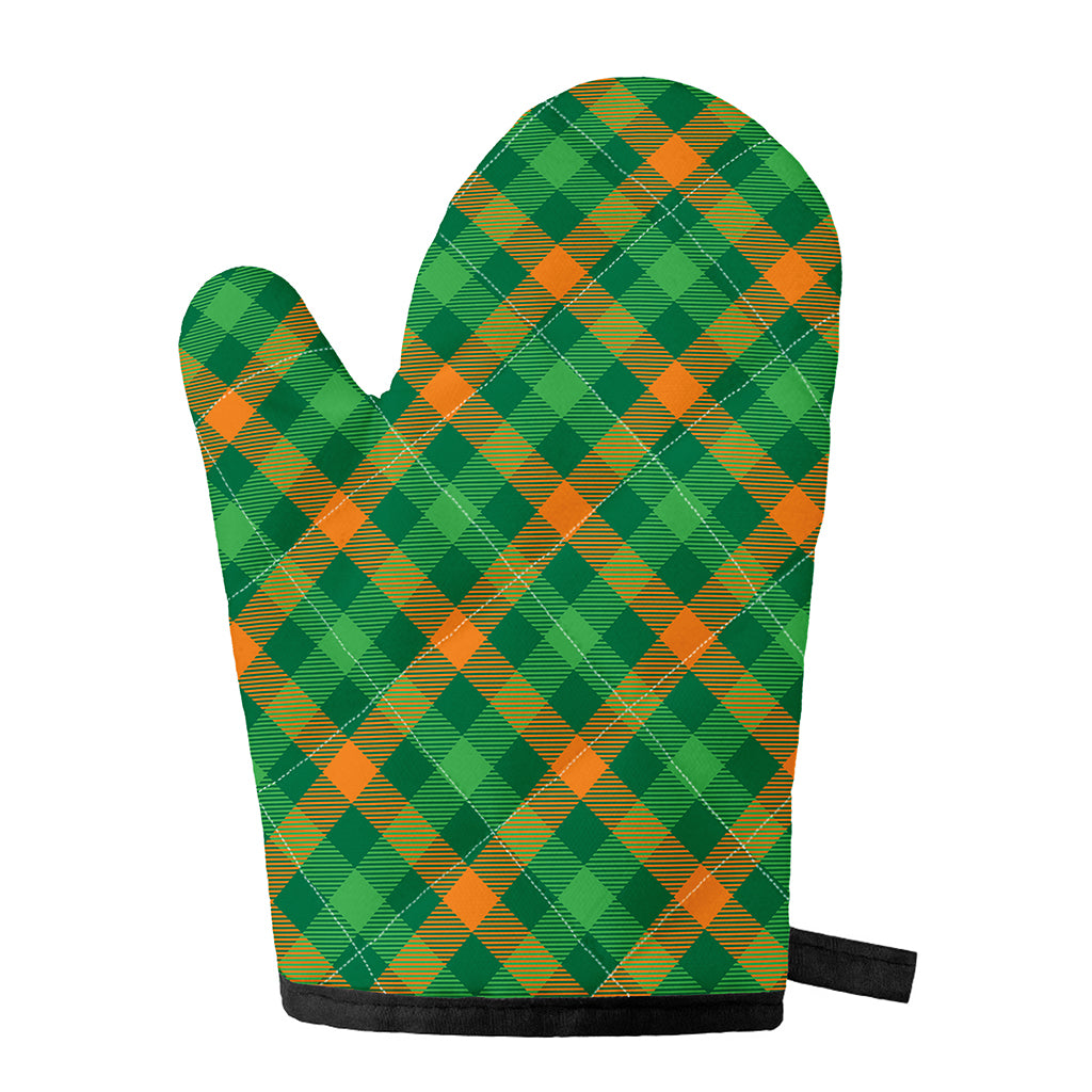 Green And Orange Buffalo Plaid Print Single Oven Mitt