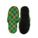 Green And Orange Buffalo Plaid Print Slippers