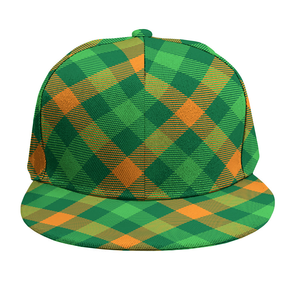 Green And Orange Buffalo Plaid Print Snapback Cap