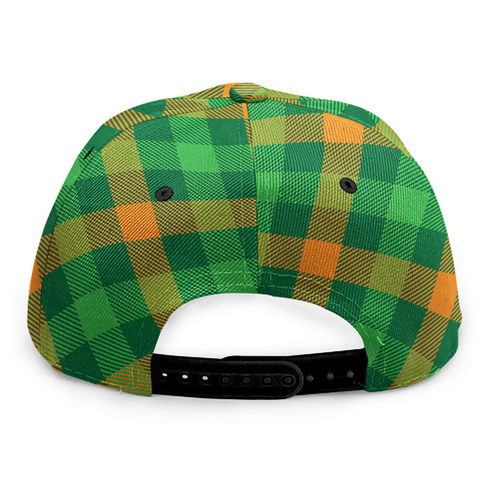 Green And Orange Buffalo Plaid Print Snapback Cap