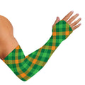 Green And Orange Buffalo Plaid Print Sun Protection Arm Sleeves