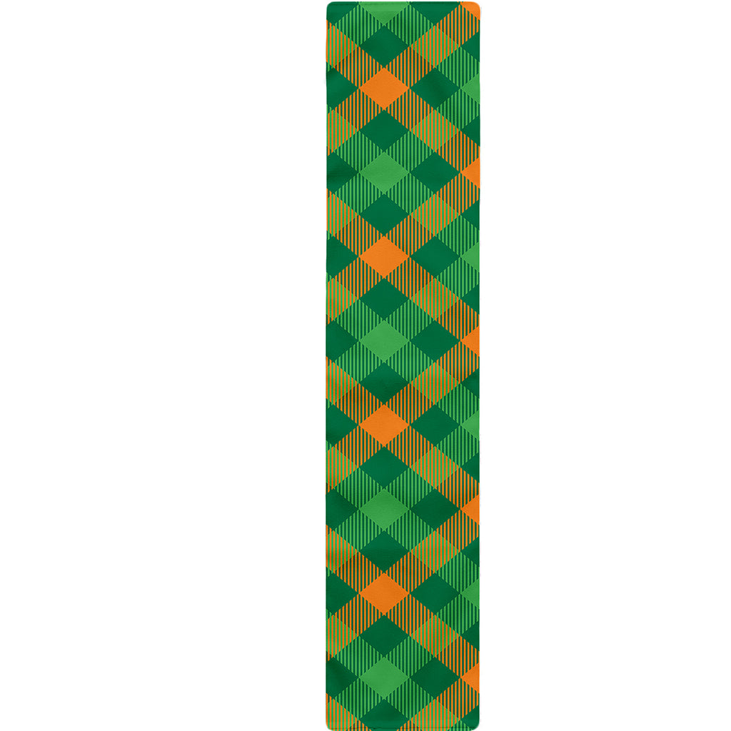 Green And Orange Buffalo Plaid Print Table Runner
