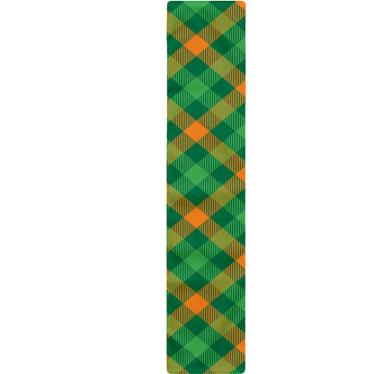 Green And Orange Buffalo Plaid Print Table Runner