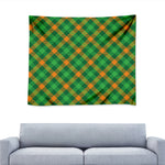 Green And Orange Buffalo Plaid Print Tapestry