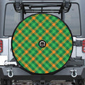 Green And Orange Buffalo Plaid Print Tire Cover With Camera Hole