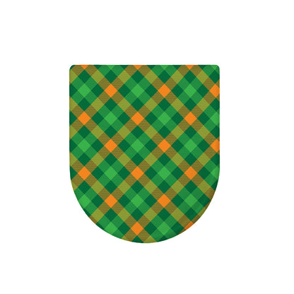 Green And Orange Buffalo Plaid Print Toilet Lid Cover