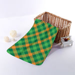 Green And Orange Buffalo Plaid Print Towel