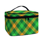 Green And Orange Buffalo Plaid Print Travel Makeup Bag