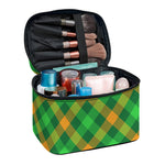 Green And Orange Buffalo Plaid Print Travel Makeup Bag