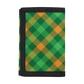 Green And Orange Buffalo Plaid Print Trifold Wallet