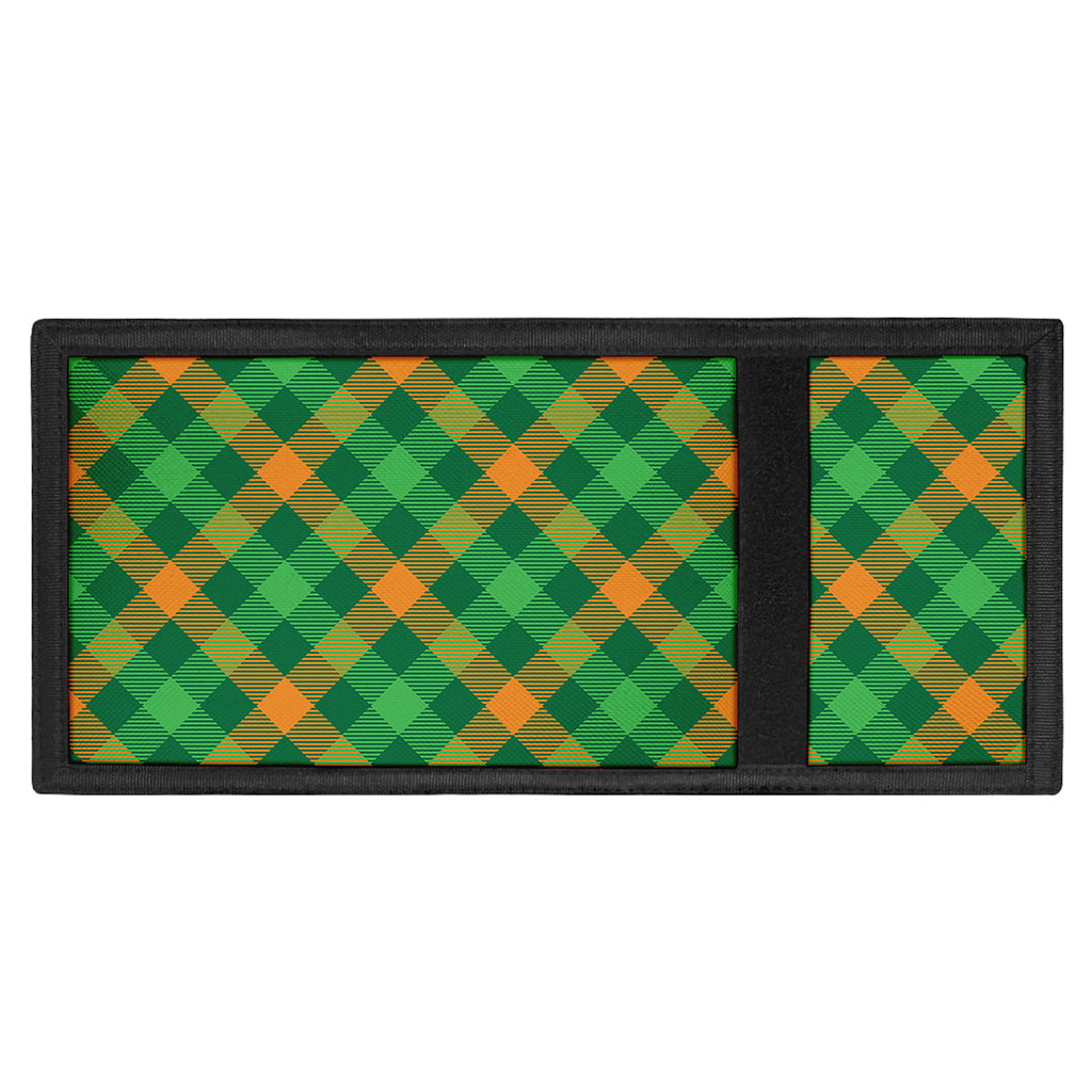 Green And Orange Buffalo Plaid Print Trifold Wallet