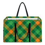 Green And Orange Buffalo Plaid Print Utility Tote Bag