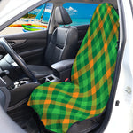 Green And Orange Buffalo Plaid Print Waterproof Car Seat Cover