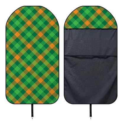 Green And Orange Buffalo Plaid Print Waterproof Car Seat Cover