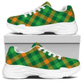 Green And Orange Buffalo Plaid Print White Chunky Shoes