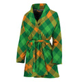 Green And Orange Buffalo Plaid Print Women's Bathrobe