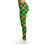 Green And Orange Buffalo Plaid Print Women's Leggings