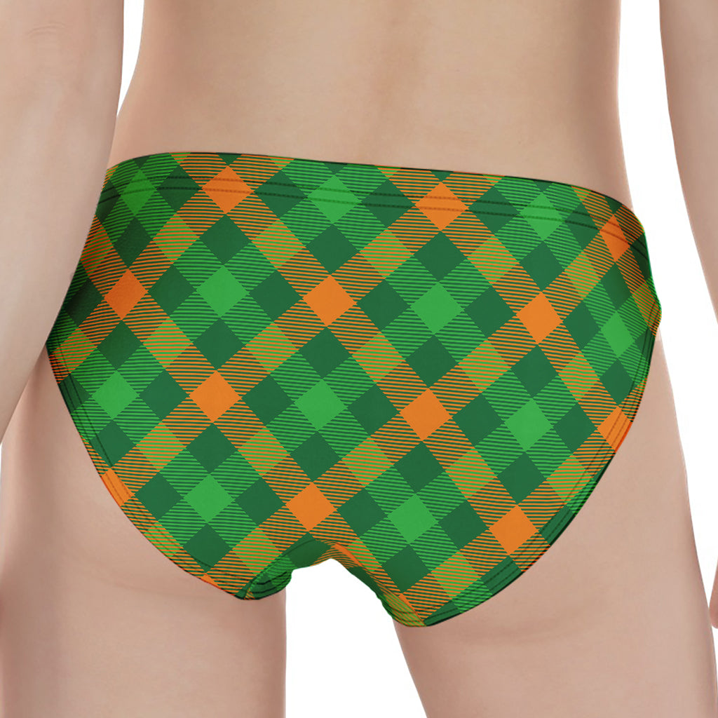 Green And Orange Buffalo Plaid Print Women's Panties
