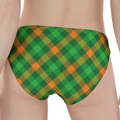 Green And Orange Buffalo Plaid Print Women's Panties
