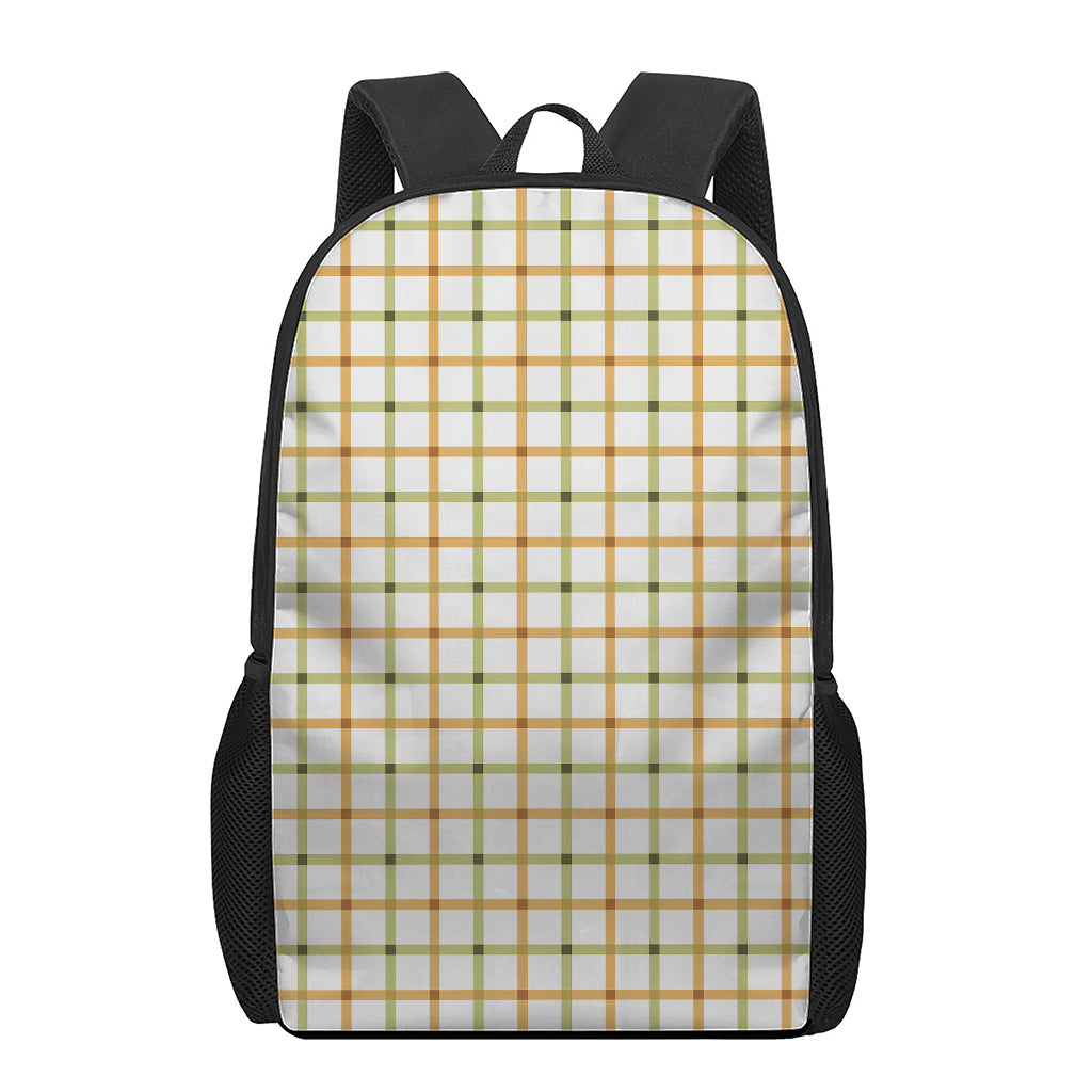 Green And Orange Tattersall Print 17 Inch Backpack