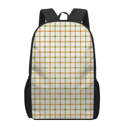 Green And Orange Tattersall Print 17 Inch Backpack