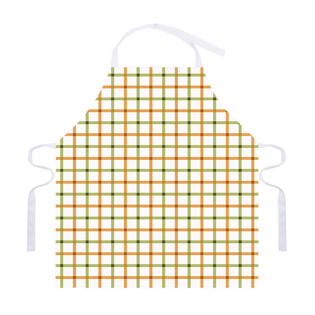 Green And Orange Tattersall Print Adjustable Apron