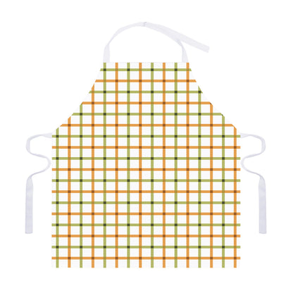Green And Orange Tattersall Print Adjustable Apron