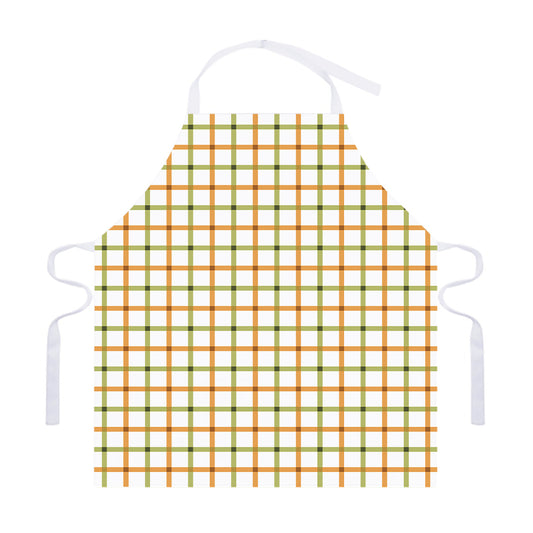 Green And Orange Tattersall Print Adjustable Apron