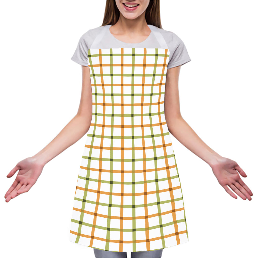 Green And Orange Tattersall Print Adjustable Apron