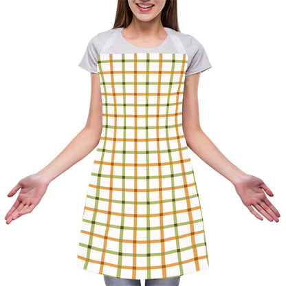 Green And Orange Tattersall Print Adjustable Apron