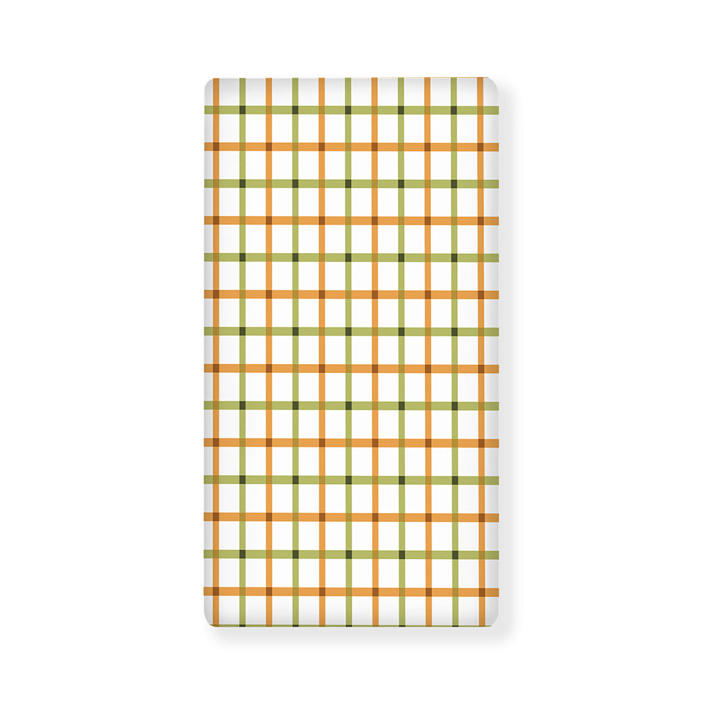 Green And Orange Tattersall Print Baby Crib Sheet