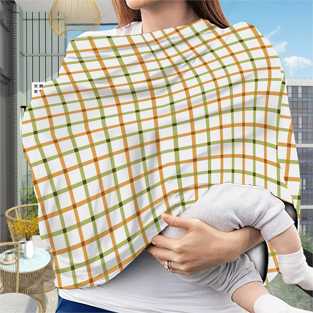 Green And Orange Tattersall Print Baby Seat Cover