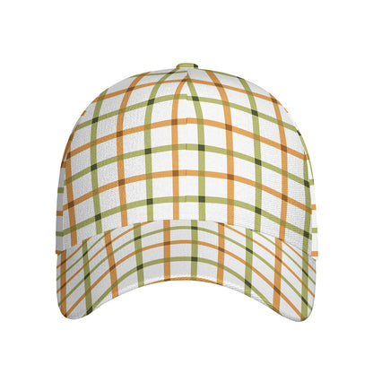 Green And Orange Tattersall Print Baseball Cap