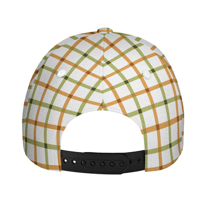 Green And Orange Tattersall Print Baseball Cap