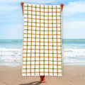 Green And Orange Tattersall Print Beach Towel