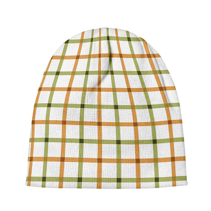Green And Orange Tattersall Print Beanie