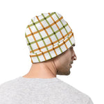 Green And Orange Tattersall Print Beanie