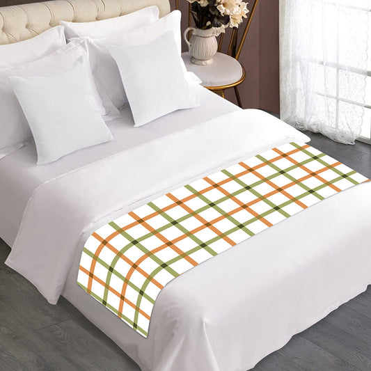 Green And Orange Tattersall Print Bed Runner