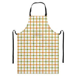 Green And Orange Tattersall Print Bib Apron With Pocket