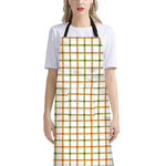 Green And Orange Tattersall Print Bib Apron With Pocket
