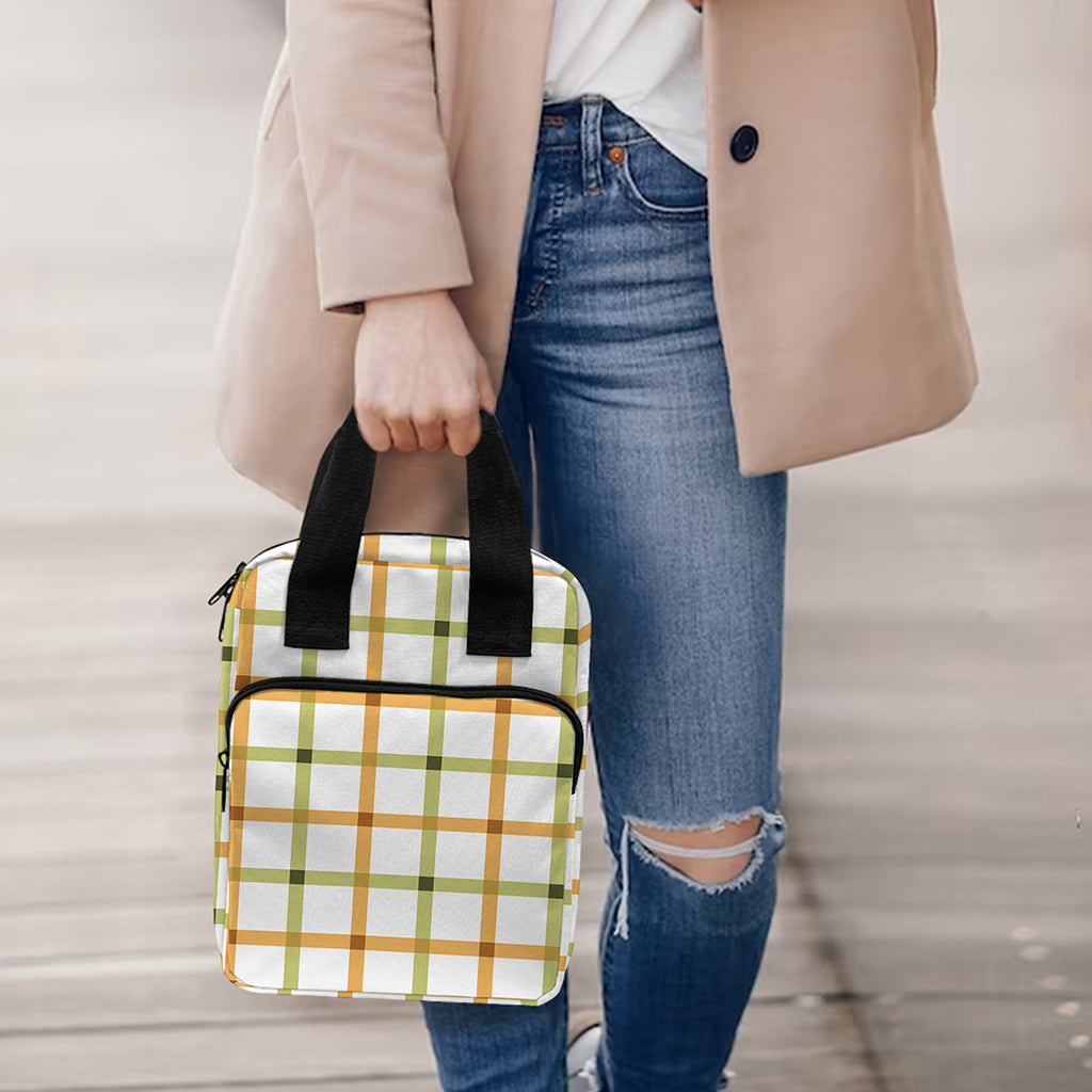 Green And Orange Tattersall Print Bible Tote Bag