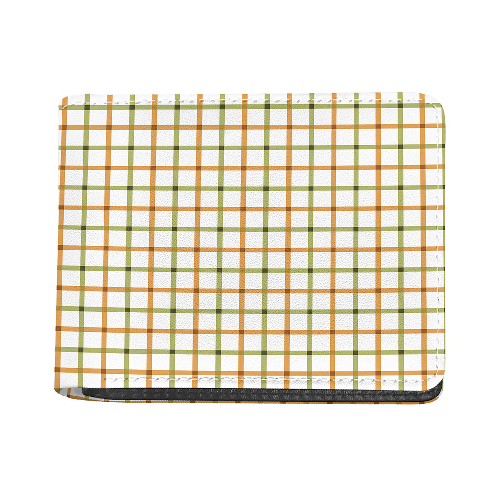 Green And Orange Tattersall Print Bifold Wallet