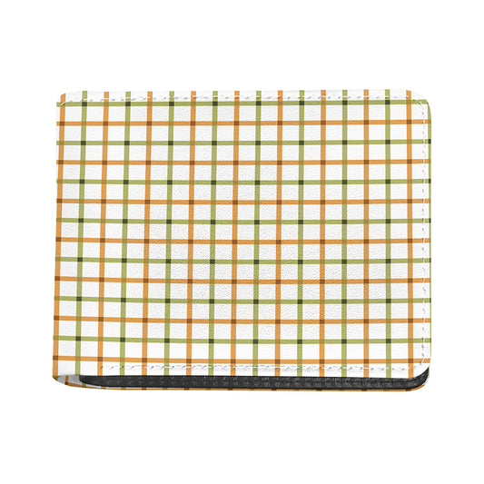 Green And Orange Tattersall Print Bifold Wallet