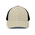 Green And Orange Tattersall Print Black Mesh Trucker Hat