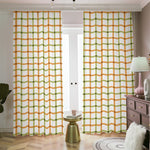 Green And Orange Tattersall Print Blackout Pencil Pleat Curtains